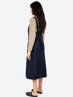 TOAST - Patch Pocket Denim Dungaree Dress in Indigo
