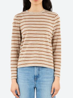 TOAST - Stripe Crew Neck Tee in Ecru and Partridge