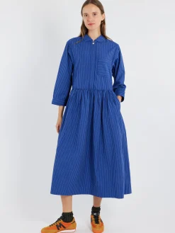TOAST - Stripe Poplin Shirt Dress in Blue Tourmaline