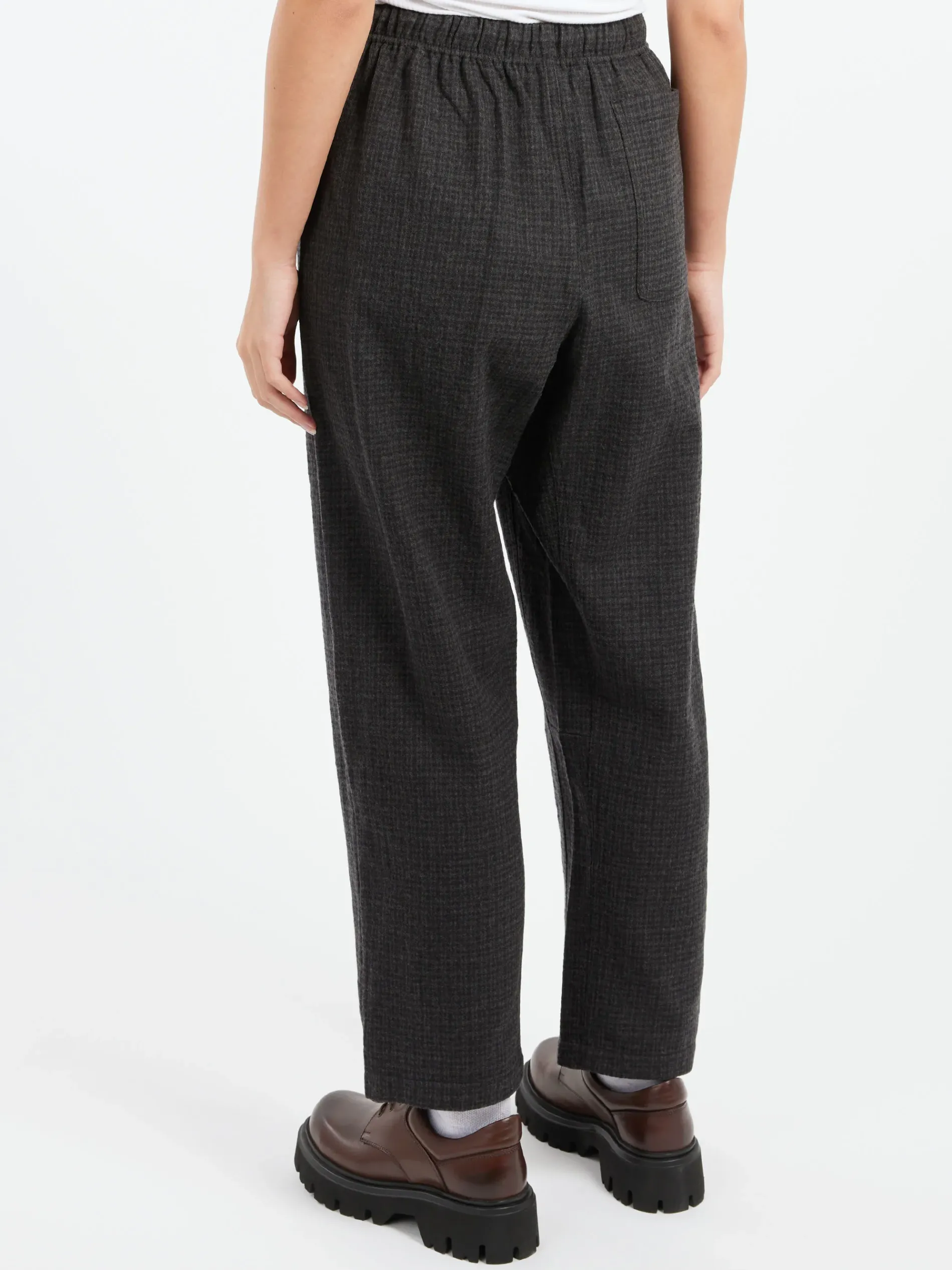 TOAST - Suki Seersucker Check Trousers in Carbon