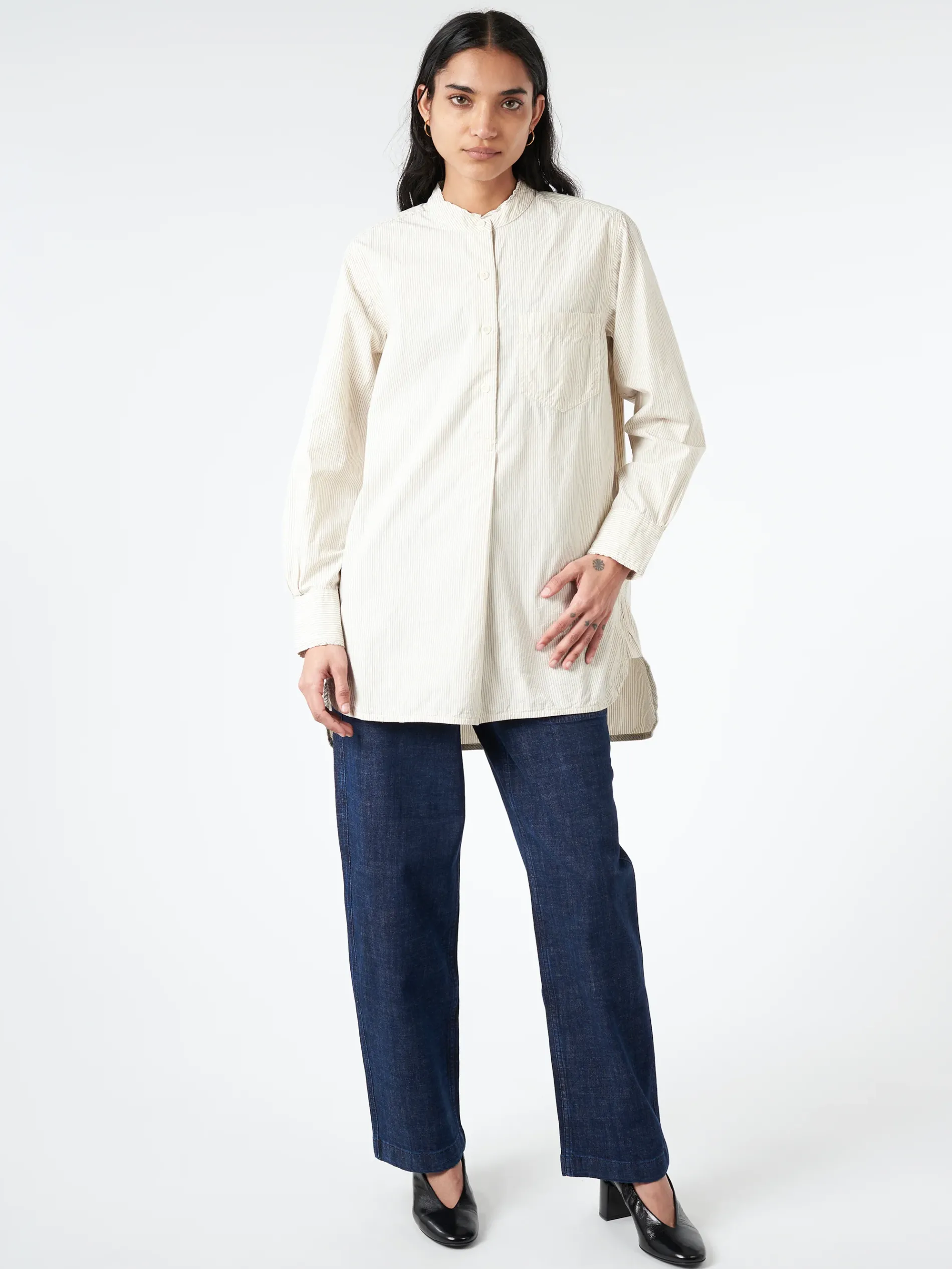 TOAST - Taro Stripe Poplin Shirt in Sunwashed Blue