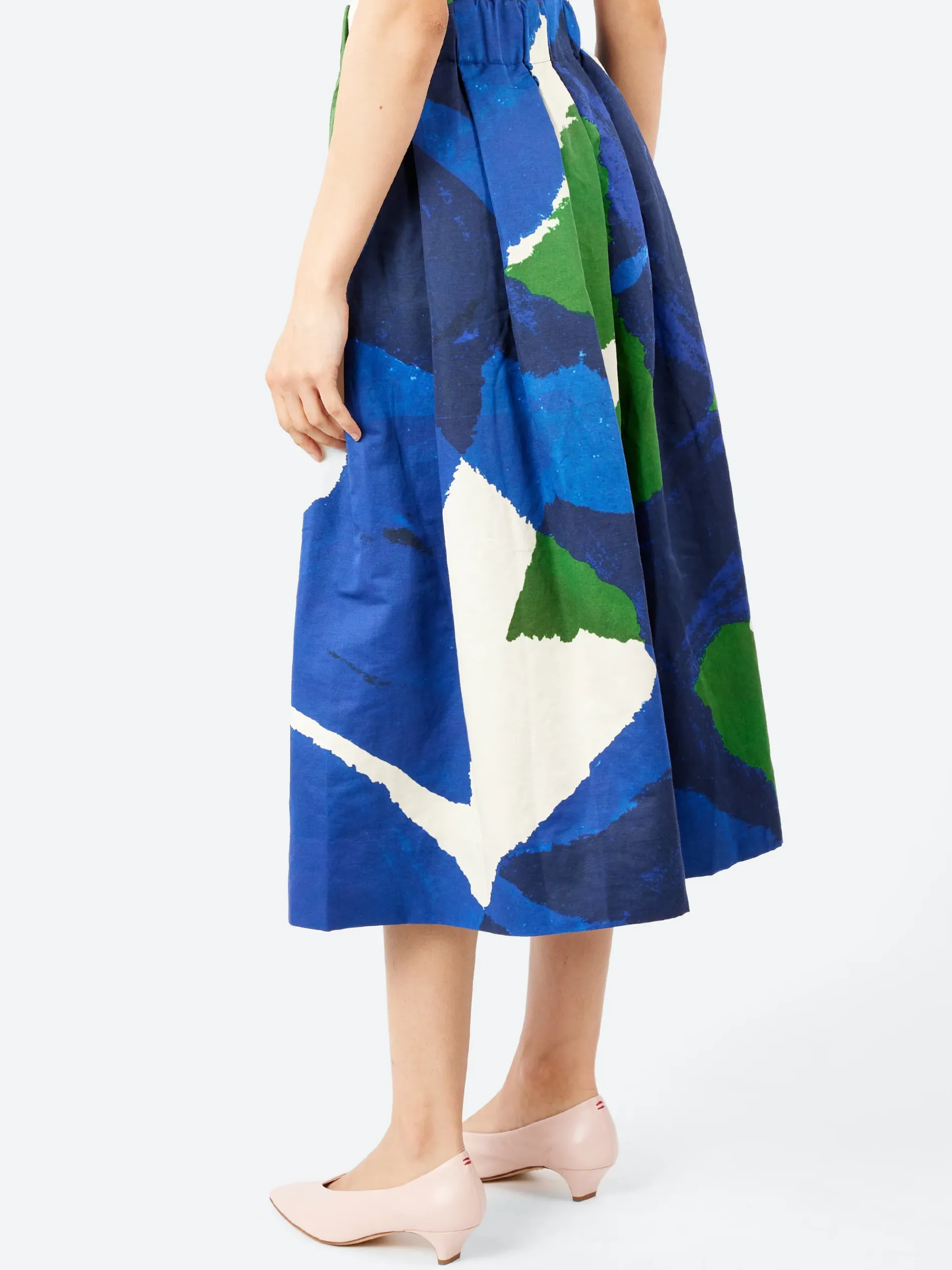 TOAST - Washi Print Skirt in Ecru, Blue and Green
