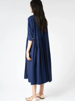 Toujours - Pleated Shirt Dress in Indigo
