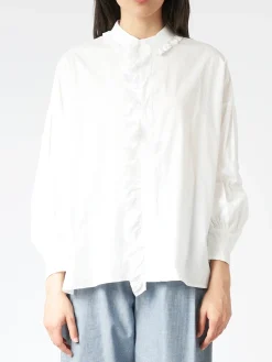 Toujours - Ruffle Shirt in White
