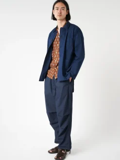 Universal Works - Bakers Overshirt in Navy Organic Fine Poplin