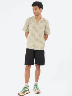 Universal Works - Road Shirt in Sand and White Rhodes Cotton