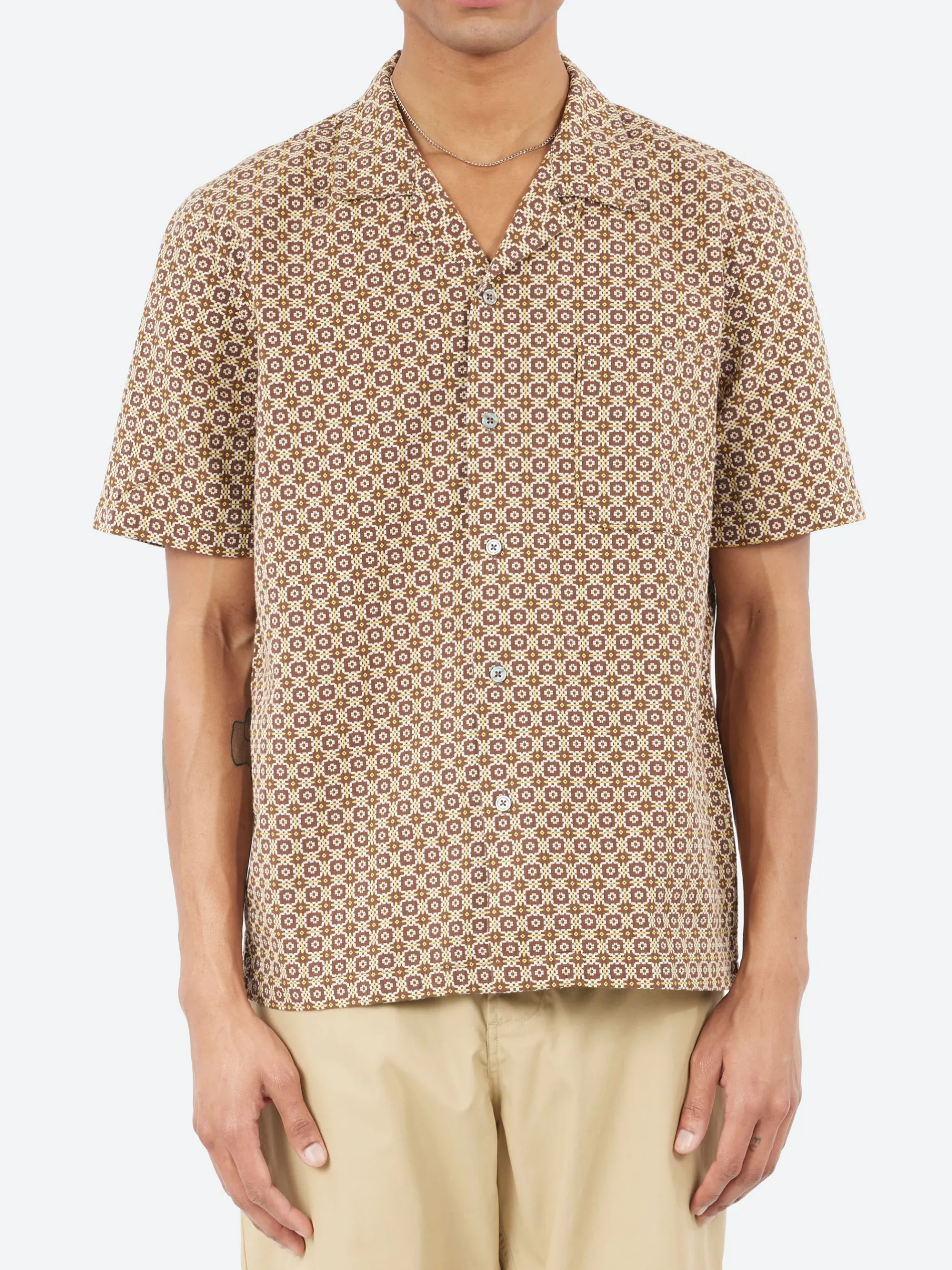 Universal Works - Road Shirt in Brown Tile 1 Cotton