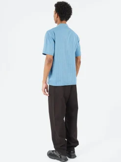 Universal Works - Road Shirt in Washed Indigo Herringbone Denim