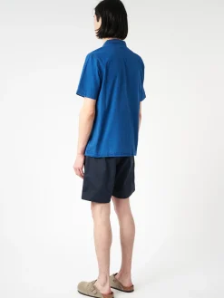 Universal Works - Road Shirt in Washed Indigo Seersucker