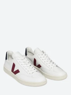 Veja - V-12 Leather in White, Marsala and Nautico
