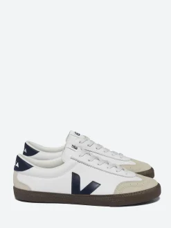 Veja - Volley Leather in White, Nautico and Bark