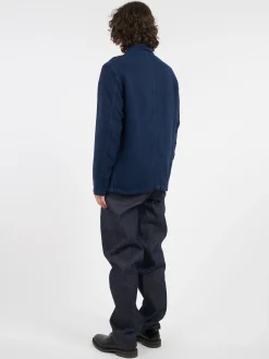 Vetra - 5C Short Workwear Jacket in Navy Linen