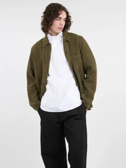 Vetra - 5C Short Workwear Jacket in Olive Linen