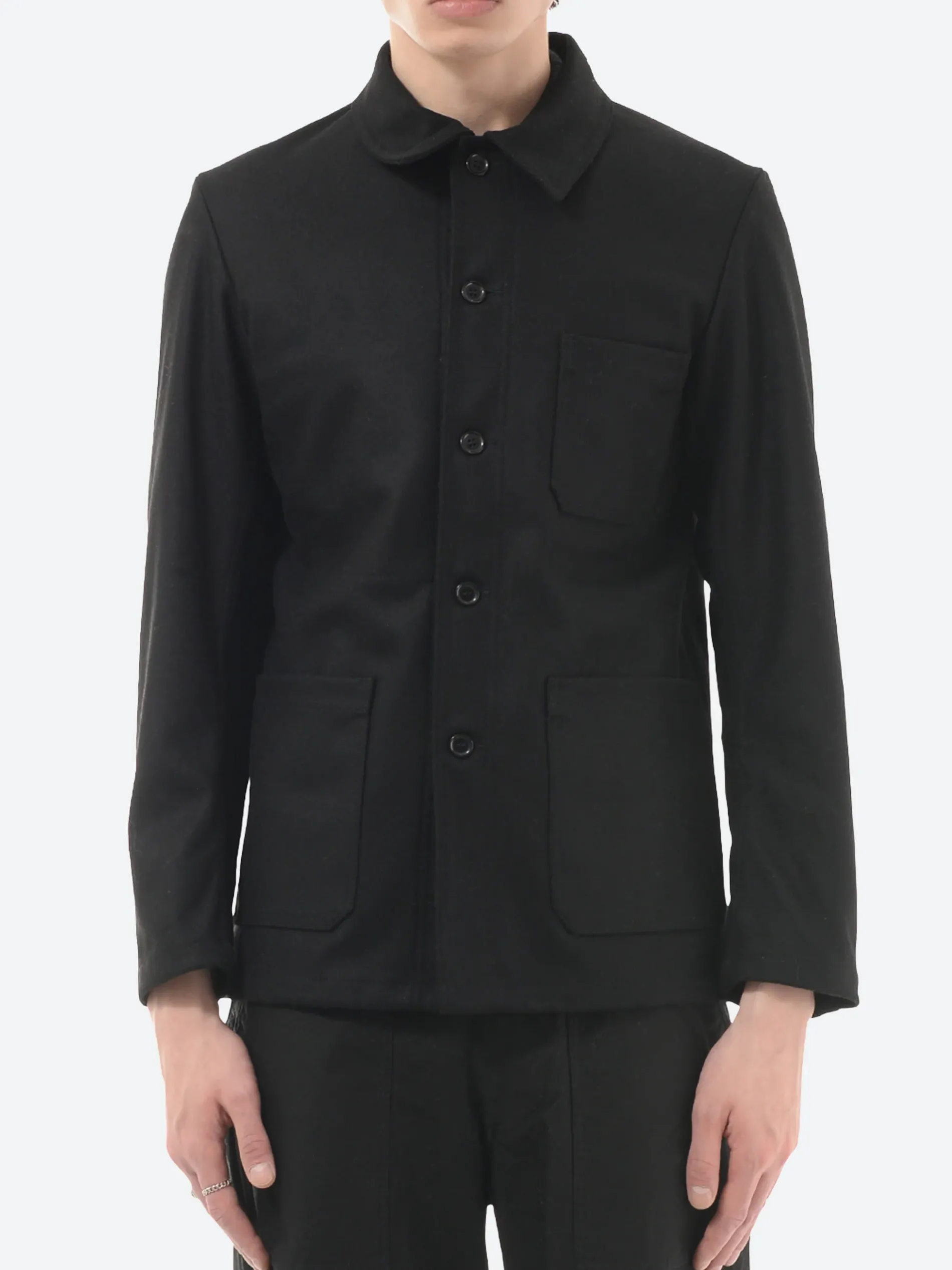 Vetra - No. 4 Workwear Jacket in Black Wool Melton
