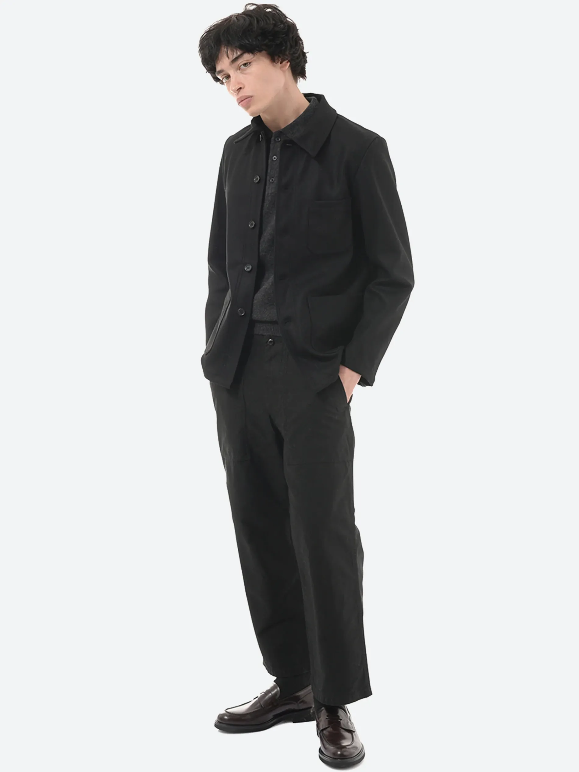 Vetra - No. 4 Workwear Jacket in Black Wool Melton