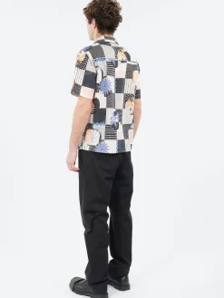 Wax London - Didcot Grid Floral Short Sleeve Shirt in Black and Multi
