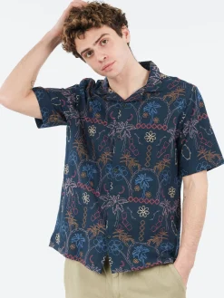 Wax London - Didcot Short Sleeve Shirt in Navy