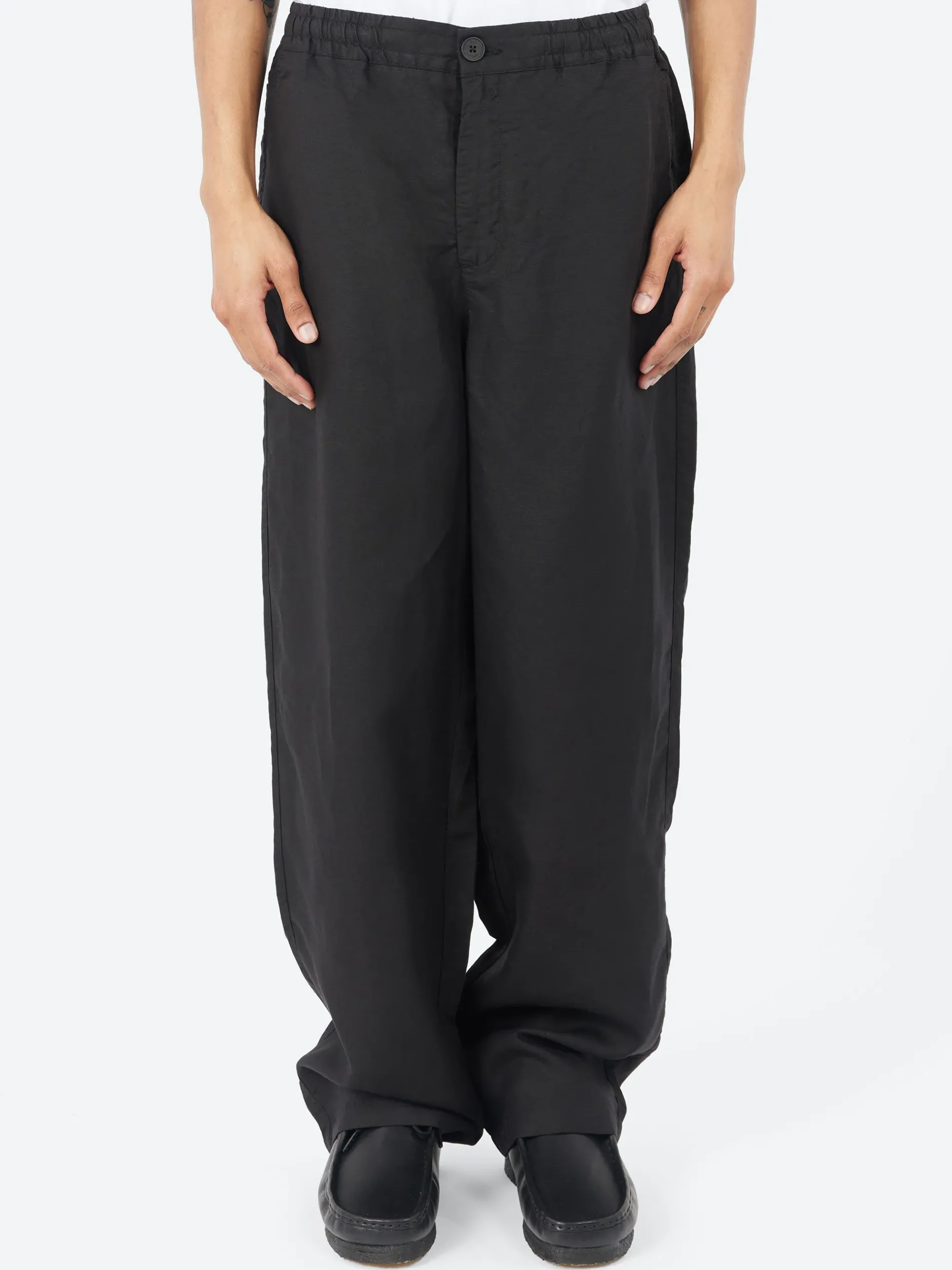 Wax London - Glencoe Trouser in Black Slub Weave