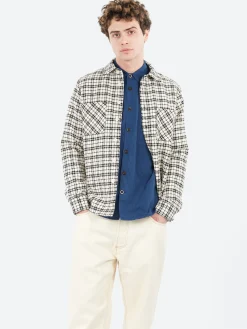 Wax London - Whiting Overshirt in Black and Ecru