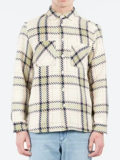 Wax London - Whiting Overshirt in Ecru and Sage Harp Check