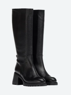 Wonders - Knee High Heel Boot in Black Wild