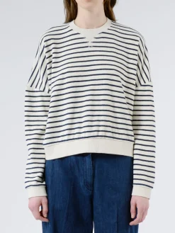 YMC - Earth Almost Grown Sweatshirt in Ecru/Navy