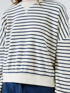 YMC - Earth Almost Grown Sweatshirt in Ecru/Navy