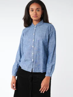 YMC - Earth Marianne LS Shirt in Indigo Light