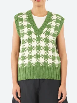 YMC - Heidi Vest in Green and Ecru