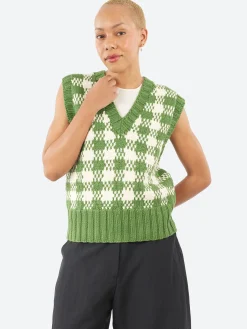 YMC - Heidi Vest in Green and Ecru